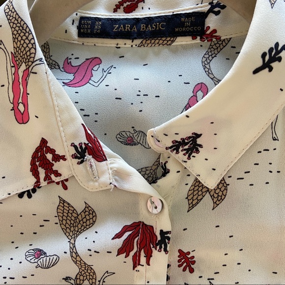 Chic Zara Mermaid Printed Long Sleeve Shirt XS - Picture 3 of 7